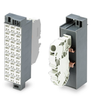 Common potential matrix patchboard; Marking 1-24; with 1 input module incl. end plate; Color of modules: white; Numbering of modules arranged vertically; for 19" racks; Slimline version; 2,50 mm²; dark gray