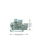 1-conductor/1-pin double deck receptacle terminal block; Through/through terminal block; L/N; for DIN-rail 35 x 15 and 35 x 7.5; 2.5 mm²; CAGE CLAMP®; 2,50 mm²; gray