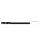 pre-assembled connecting cable; Eca; Plug/open-ended; 2-pole; Cod. A; H05VV-F 2 x 1.0 mm²; 2 m; 1,00 mm²; black