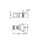 Snap-in socket; 2-pole; Cod. B; 1,50 mm²; gray