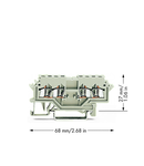 Double potential terminal block; 1.5 mm²; suitable for Ex e II applications; lateral marker slots; for DIN-rail 35 x 15 and 35 x 7.5; CAGE CLAMP®; 1,50 mm²; light gray