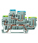 1-conductor/1-pin double deck receptacle terminal block; Ground conductor/through terminal block; PE/N; for DIN-rail 35 x 15 and 35 x 7.5; 2.5 mm²; CAGE CLAMP®; 2,50 mm²; gray