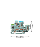 1-conductor/1-pin double deck receptacle terminal block; Ground conductor/through terminal block; PE/N; for DIN-rail 35 x 15 and 35 x 7.5; 2.5 mm²; CAGE CLAMP®; 2,50 mm²; gray