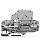 2-conductor fuse terminal block; with pivoting fuse holder; for 5 x 30 mm miniature metric fuse; with blown fuse indication by LED; 230 V; for DIN-rail 35 x 15 and 35 x 7.5; 6 mm²; Push-in CAGE CLAMP®; 6,00 mm²; gray