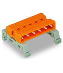 Double pin header; DIN-35 rail mounting; Pin spacing 7.62 mm; 10-pole; orange