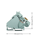 3-conductor sensor/actuator terminal block; with colored conductor entries; 2.5 mm²; CAGE CLAMP®; 2,50 mm²; gray