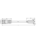pre-assembled connecting cable; Eca; Plug/open-ended; 3-pole; Cod. A; H05Z1Z1-F 3G 2.5 mm²; 7 m; 2,50 mm²; white