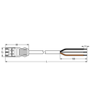 pre-assembled connecting cable; Cca; Plug/open-ended; 3-pole; Cod. S; 1 m; 1,50 mm²; brown