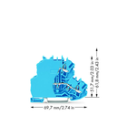 Double-deck terminal block; Through/through terminal block; with end plate; N/N; without marker carrier; suitable for Ex i applications; for DIN-rail 35 x 15 and 35 x 7.5; 1 mm²; Push-in CAGE CLAMP®; 1,00 mm²; blue