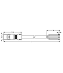 pre-assembled connecting cable; Eca; Plug/open-ended; 4-pole; Cod. B; Control cable 4 x 1.0 mm²; 3 m; 1,00 mm²; gray