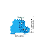 Double-deck terminal block; Through/through terminal block; with end plate; N/N; with marker carrier; suitable for Ex i applications; for DIN-rail 35 x 15 and 35 x 7.5; 1 mm²; Push-in CAGE CLAMP®; 1,00 mm²; blue