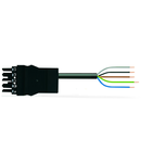 pre-assembled connecting cable; Eca; Socket/open-ended; 5-pole; Cod. A; H05VV-F 5G 4.0 mm²; 1 m; 4,00 mm²; black