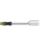 pre-assembled connecting cable; Eca; Plug/open-ended; 4-pole; Cod. B; Control cable 4 x 1.0 mm²; 1 m; 1,00 mm²; light green