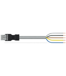 pre-assembled connecting cable; Eca; Socket/open-ended; 5-pole; Cod. B; 1 m; 1,50 mm²; gray