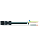 pre-assembled connecting cable; Eca; Plug/open-ended; 5-pole; Cod. A; H05VV-F 5G 1.5 mm²; 3 m; 1,50 mm²; black