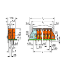 PCB terminal block; push-button; 2.5 mm²; Pin spacing 5.08 mm; 4-pole; CAGE CLAMP®; clamping collar; 2,50 mm²; orange