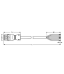 pre-assembled connecting cable; Eca; Socket/open-ended; 5-pole; Cod. B; 2 m; 1,00 mm²; gray