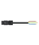 pre-assembled connecting cable; Eca; Plug/open-ended; 3-pole; Cod. A; H05VV-F 3G 2.5 mm²; 1 m; 2,50 mm²; black