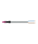 pre-assembled connecting cable; Eca; Socket/open-ended; 2-pole; Cod. B; Control cable 2 x 1.0 mm²; 5 m; 1,00 mm²; pink