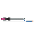pre-assembled connecting cable; Eca; Socket/open-ended; 4-pole; Cod. B; Control cable 4 x 1.0 mm²; 3 m; 1,00 mm²; pink