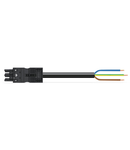 pre-assembled connecting cable; Eca; Socket/open-ended; 3-pole; Cod. A; H05VV-F 3G 2.5 mm²; 1 m; 2,50 mm²; black