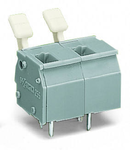 PCB terminal block; finger-operated levers; 2.5 mm²; Pin spacing 10/10.16 mm; 4-pole; CAGE CLAMP®; commoning option; 2,50 mm²; gray