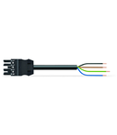 pre-assembled connecting cable; Eca; Socket/open-ended; 4-pole; Cod. A; H05Z1Z1-F 4G 1.5 mm²; 5 m; 1,50 mm²; black