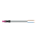 pre-assembled connecting cable; Eca; Plug/open-ended; 2-pole; Cod. B; Control cable 2 x 1.0 mm²; 3 m; 1,00 mm²; pink