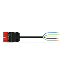 pre-assembled connecting cable; Eca; Plug/open-ended; 5-pole; Cod. P; H05VV-F 5G 2.5 mm²; 6 m; 2,50 mm²; red