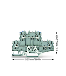 Double-deck terminal block; Ground conductor/through terminal block; PE/N; without marker carrier; suitable for Ex e II applications; Blue conductor entry upper deck; for DIN-rail 35 x 15 and 35 x 7.5; 2.5 mm²; Push-in CAGE CLAMP®; 2,50 mm²; gray