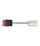 pre-assembled connecting cable; Eca; Socket/open-ended; 5-pole; Cod. B; 3 m; 1,50 mm²; pink