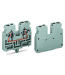 2-conductor end terminal block; without push-buttons; with snap-in mounting foot; for plate thickness 0.6 - 1.2 mm; Fixing hole 3.5 mm Ø; 2.5 mm²; CAGE CLAMP®; 2,50 mm²; light gray