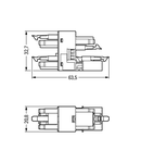 3-way distribution connector; 4-pole; Cod. B; 1 input; 3 outputs; pink