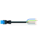 pre-assembled connecting cable; Eca; Plug/open-ended; 5-pole; Cod. I; H05VV-F 5G 1.5 mm²; 4m; 1,50 mm²; blue