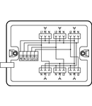 Distribution box; Three-phase to single-phase current (400 V/230 V); supply cable entry; 6 outputs; Cod. A; MIDI; white