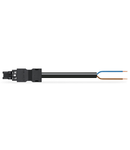 pre-assembled connecting cable; Eca; Socket/open-ended; 2-pole; Cod. A; H05VV-F 2 x 1.5 mm²; 8 m; 1,50 mm²; black