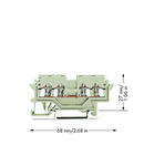 4-conductor through terminal block; 1.5 mm²; suitable for Ex e II applications; lateral marker slots; for DIN-rail 35 x 15 and 35 x 7.5; CAGE CLAMP®; 1,50 mm²; light gray