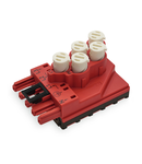 Tap-off module; for flat cable; 5 x 2.5 mm² + 2 x 1.5 mm²; 5-pole; Cod. P; with cable connection on the output side; red