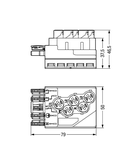 Tap-off module; for flat cable; 5 x 2.5 mm² + 2 x 1.5 mm²; 5-pole; Cod. P; with cable connection on the output side; red