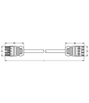 pre-assembled interconnecting cable; Socket/plug; 4-pole; Cod. B; Control cable 4 x 1.0 mm²; 8 m; 1,00 mm²; gray