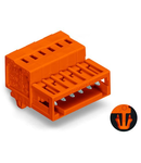 1-conductor male connector; 100% protected against mismating; Snap-in mounting feet; 1.5 mm²; Pin spacing 3.81 mm; 2-pole; 1,50 mm²; orange
