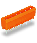 THT male header; 1.2 x 1.2 mm solder pin; straight; Pin spacing 7.62 mm; 9-pole; orange