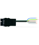 pre-assembled connecting cable; Plug/open-ended; 5-pole; Cod. A; H05Z1Z1-F 5G 4.0 mm²; 5 m; 4,00 mm²; black