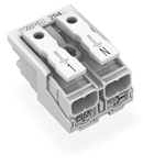 Lighting connector; push-button, external; without ground contact; 2-pole; Lighting side: for solid conductors; Inst. side: for all conductor types; max. 2.5 mm²; Surrounding air temperature: max 85°C (T85); 2,50 mm²; white