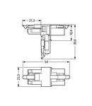 T-distribution connector; 4-pole; Cod. A; 1 input; 2 outputs; 3 locking levers; for flying leads; black