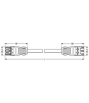 pre-assembled interconnecting cable; Eca; Socket/plug; 3-pole; Cod. A; H05Z1Z1-F 3G 2.5 mm²; 7 m; 2,50 mm²; white