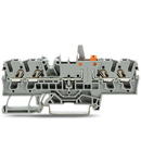 4-conductor disconnect/test terminal block; with mechanical interlock; with test option; orange disconnect link; for DIN-rail 35 x 15 and 35 x 7.5; 2.5 mm²; Push-in CAGE CLAMP®; 2,50 mm²; orange