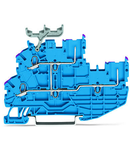 2-conductor/2-pin, double-deck carrier terminal block; 2-conductor/2-pin through terminal block; N; internal commoning; conductor entry with violet marking; for DIN-rail 35 x 15 and 35 x 7.5; Push-in CAGE CLAMP®; 1,00 mm²; blue