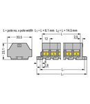 4-conductor terminal strip; 7-pole; without push-buttons; with fixing flanges; for screw or similar mounting types; Fixing hole 3.2 mm Ø; 4 mm²; CAGE CLAMP®; 4,00 mm²; gray