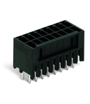 THR male header, 2-row; 0.8 x 0.8 mm solder pin; straight; 100% protected against mismating; Pin spacing 3.5 mm; 2 x 9-pole; black